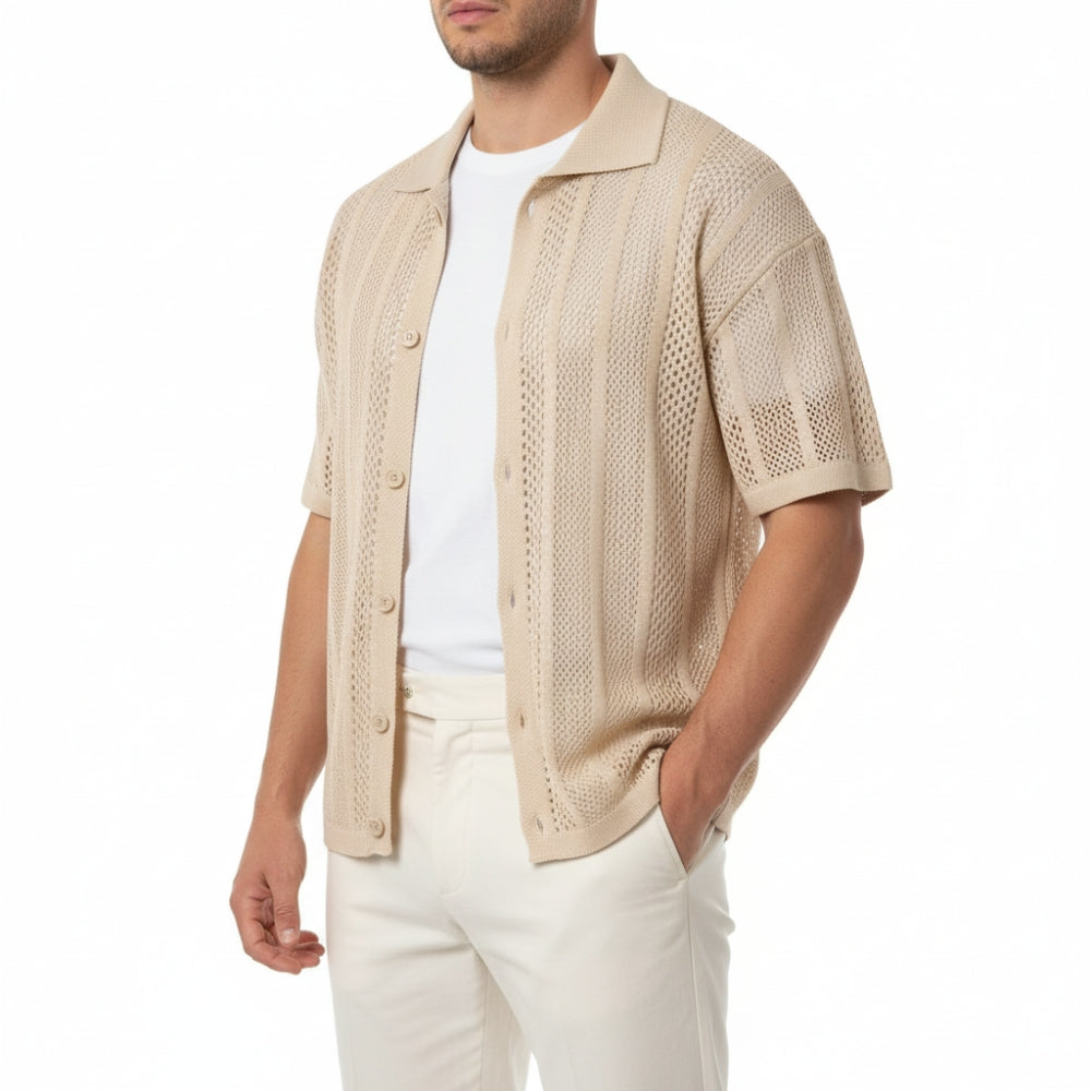 Noah | Men's Hollow Out Breathable Knit Polo