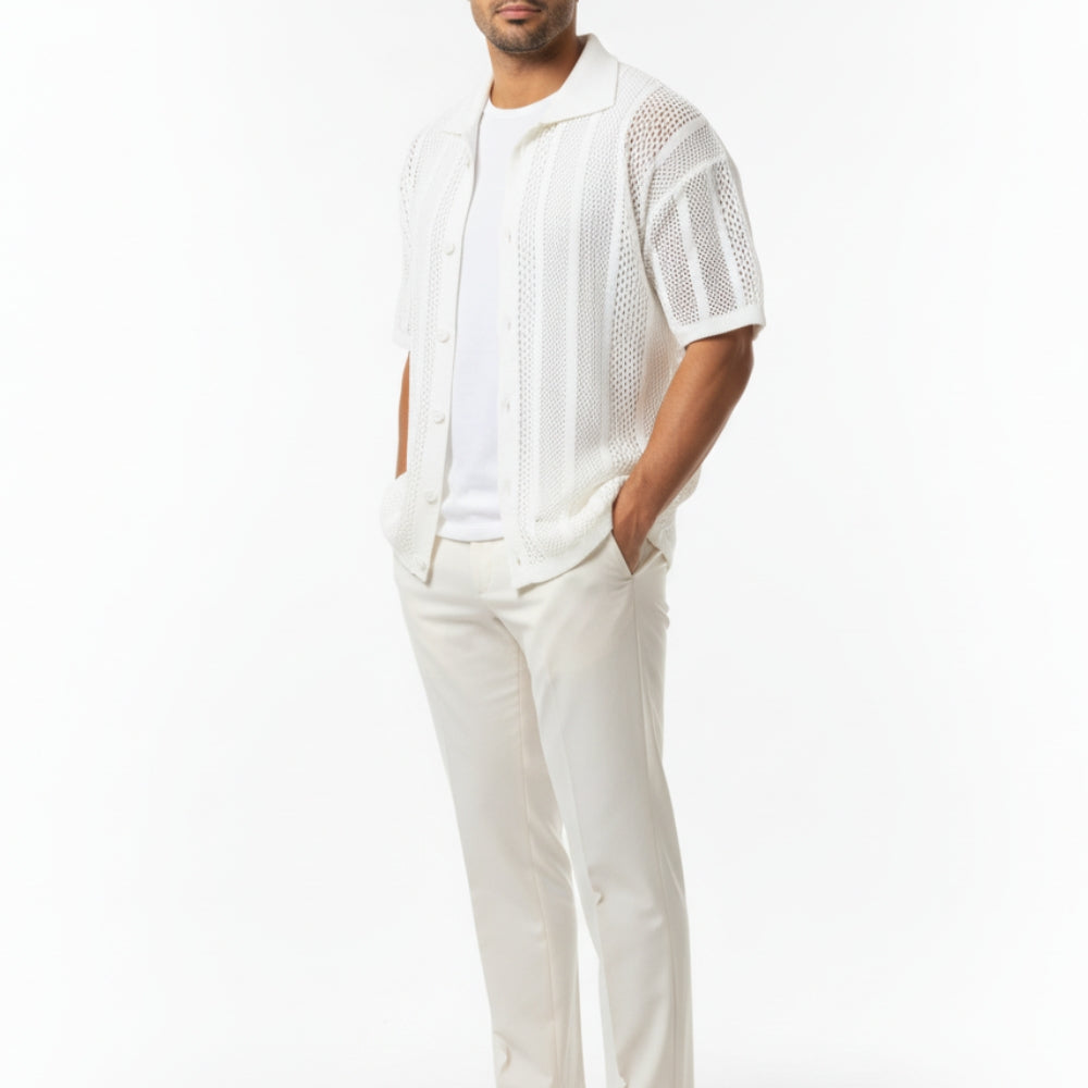 Noah | Men's Hollow Out Breathable Knit Polo
