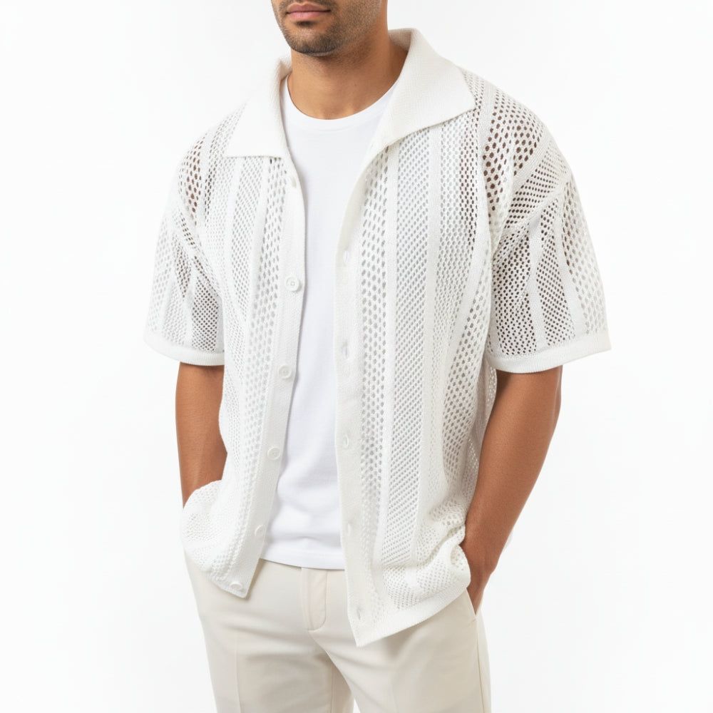 Noah | Men's Hollow Out Breathable Knit Polo
