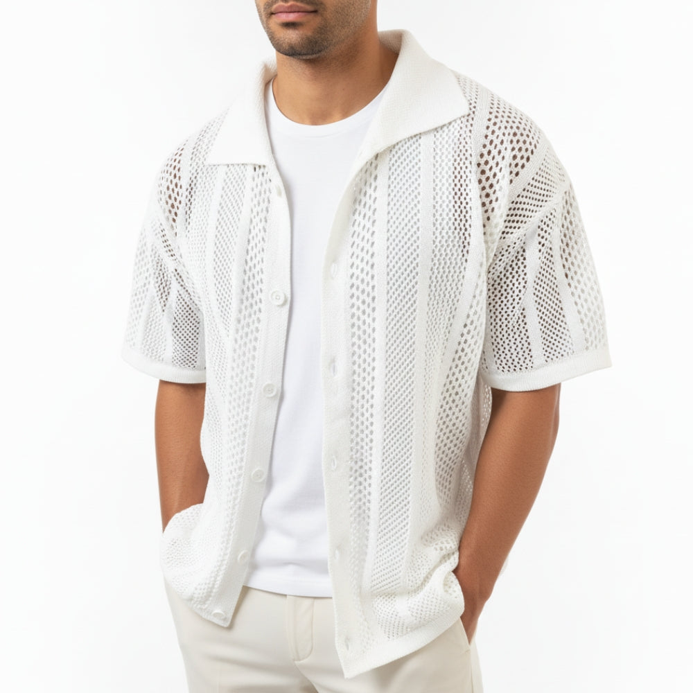 Noah | Men's Hollow Out Breathable Knit Polo