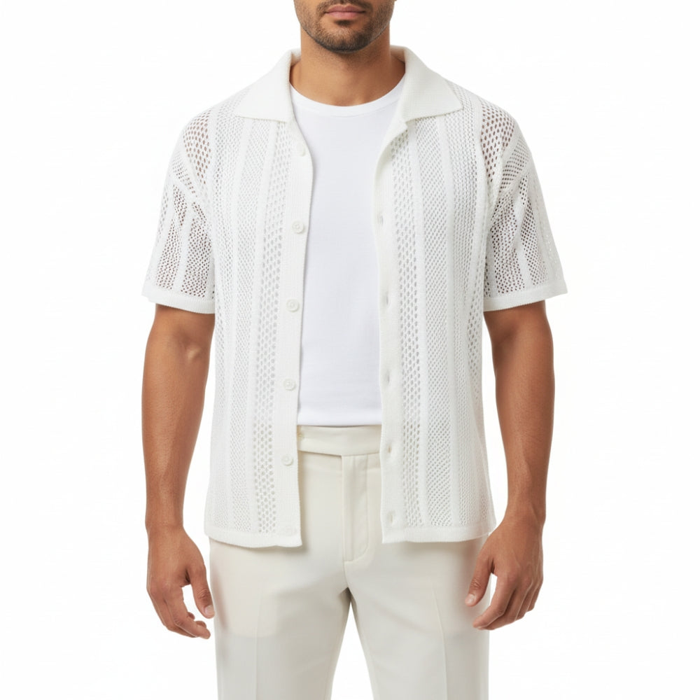 Noah | Men's Hollow Out Breathable Knit Polo
