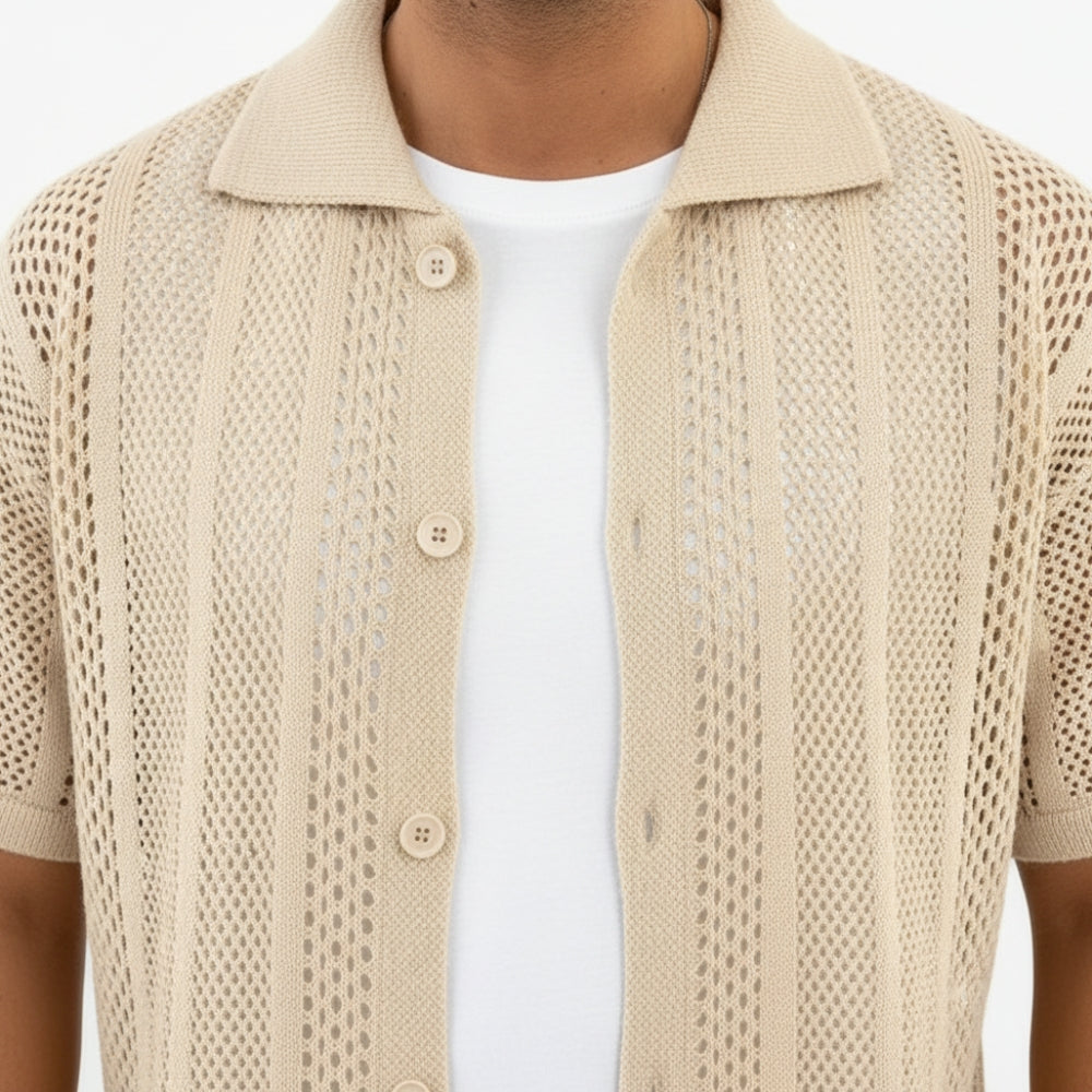 Noah | Men's Hollow Out Breathable Knit Polo