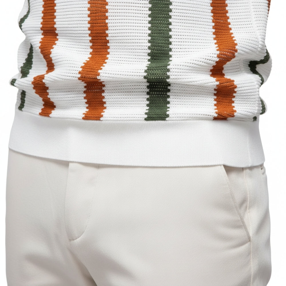 Blake | Breathable Striped Open Collar Polo