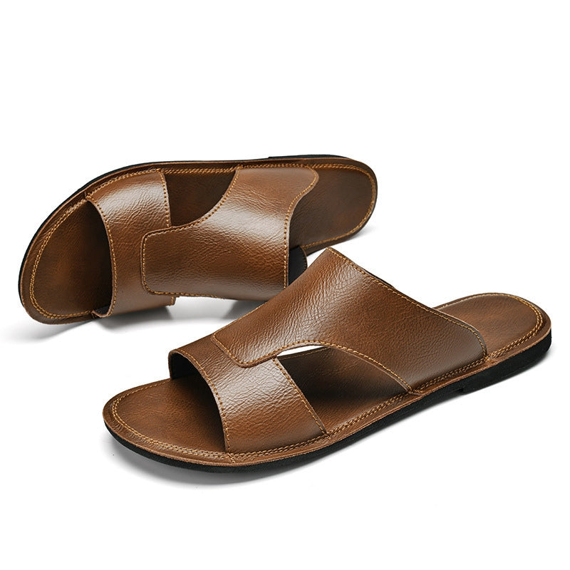 Cooper | Men's Smart Casual Leather Flat Slides Sandals