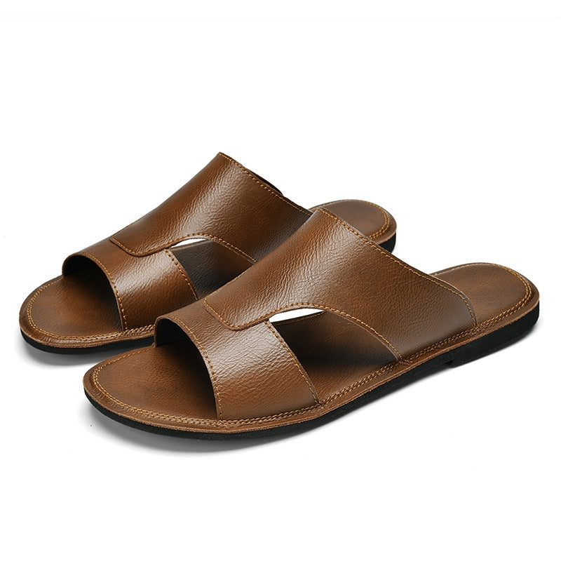 Cooper | Men's Smart Casual Leather Flat Slides Sandals