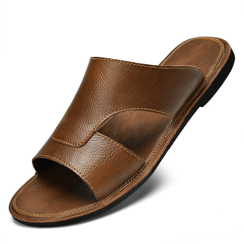 Cooper | Men's Smart Casual Leather Flat Slides Sandals