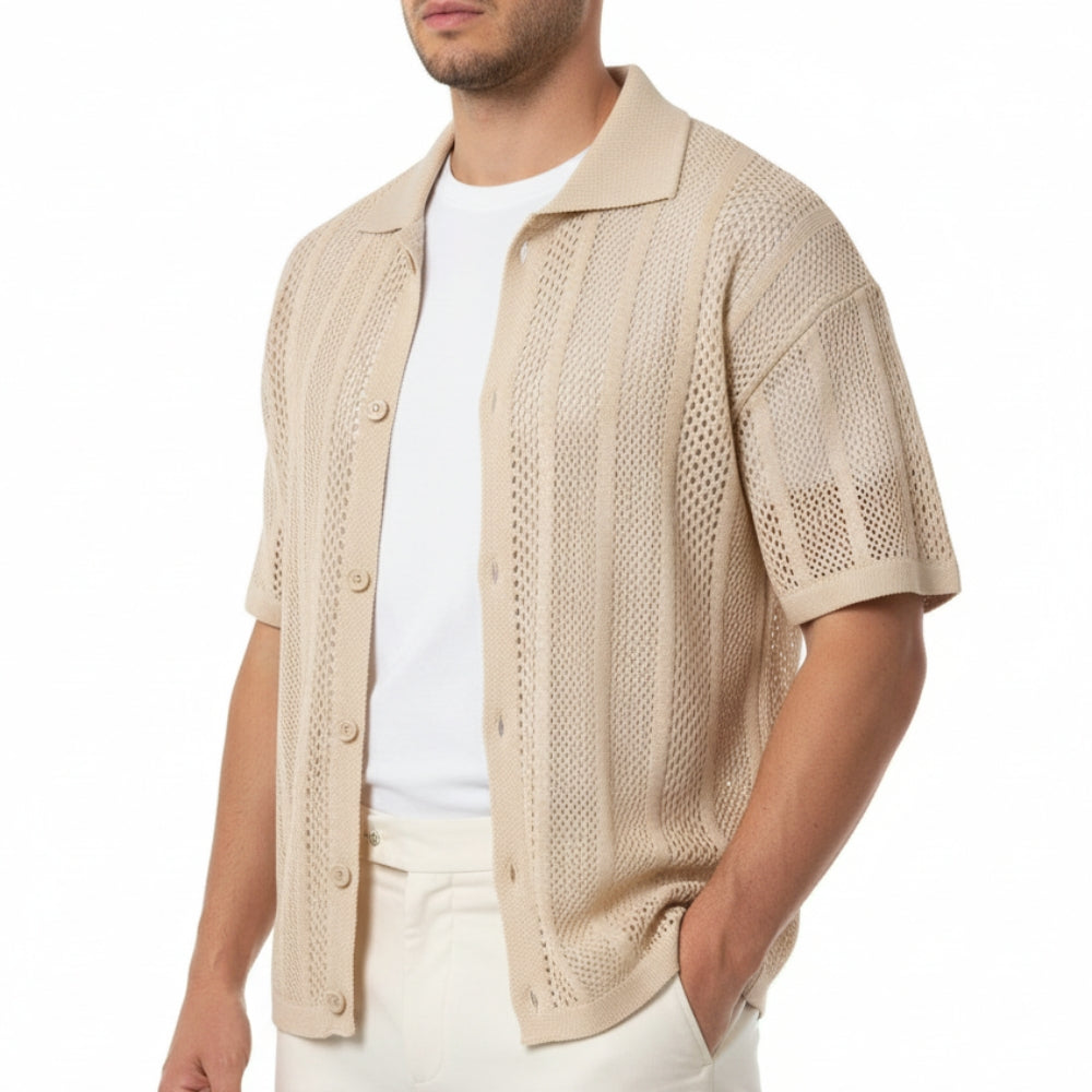 Noah | Men's Hollow Out Breathable Knit Polo