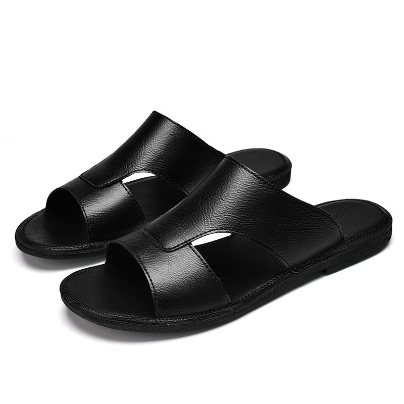 Cooper | Men's Smart Casual Leather Flat Slides Sandals
