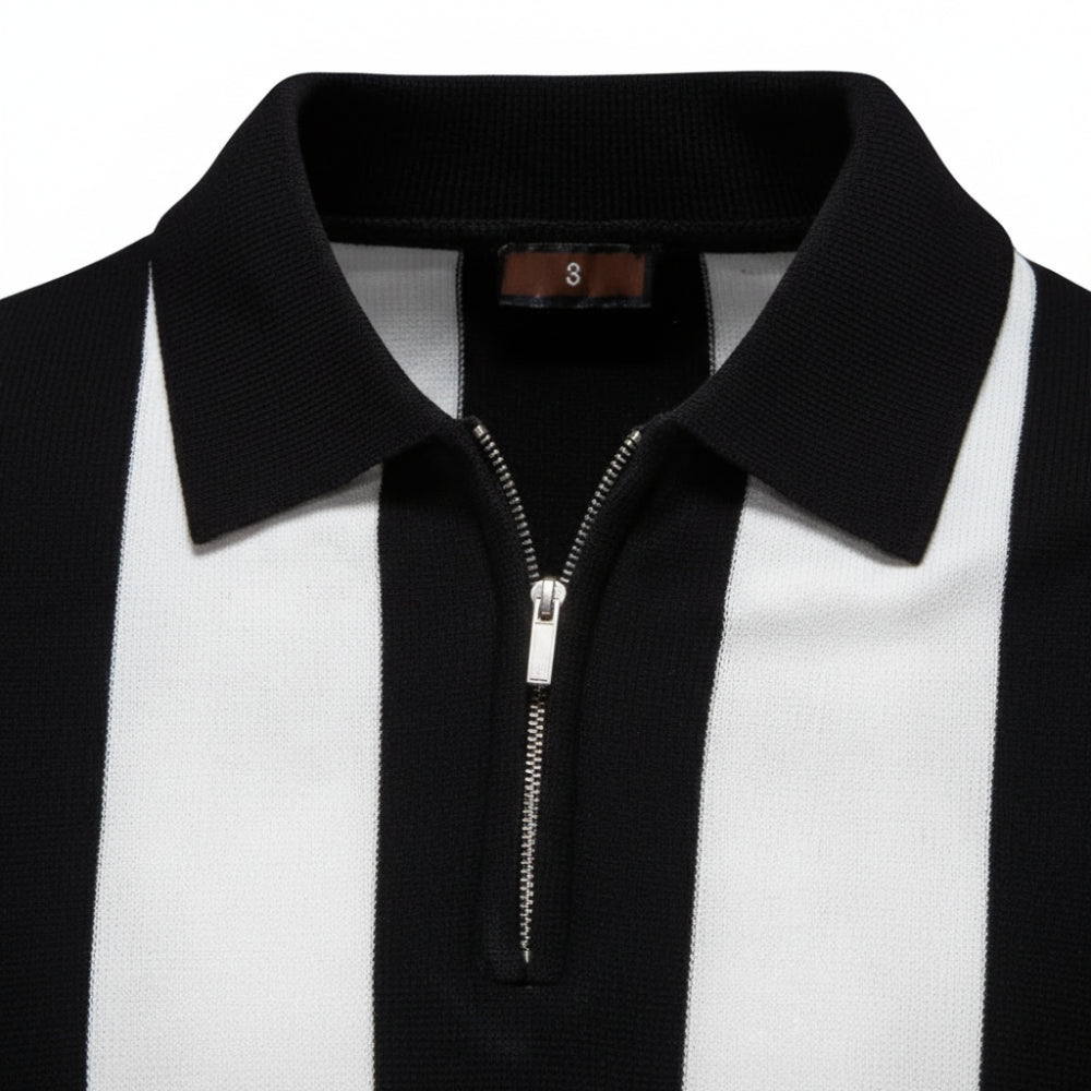 James | Zip Front Breathable Striped Polo