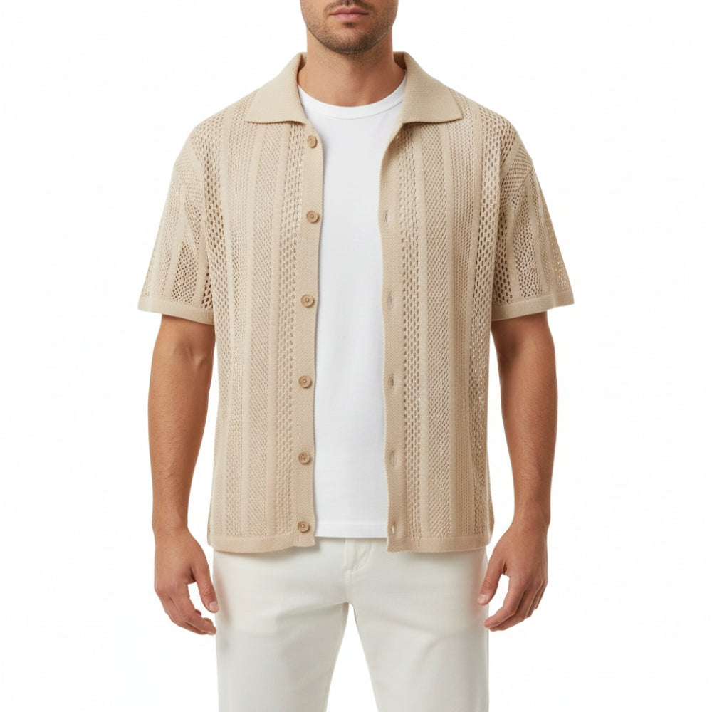 Noah | Men's Hollow Out Breathable Knit Polo