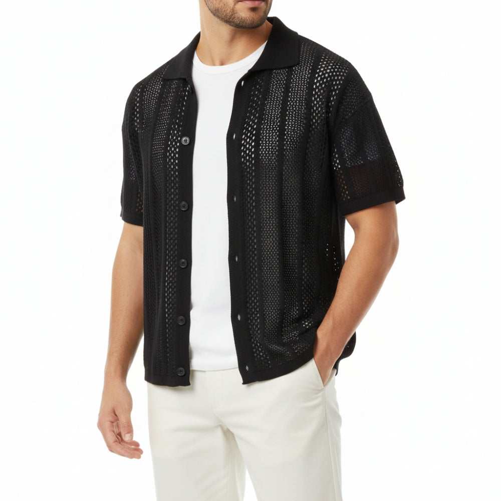 Noah | Men's Hollow Out Breathable Knit Polo