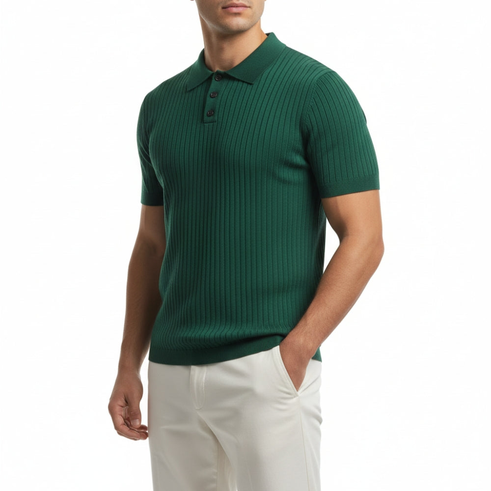 Lucas | Men's Ribbed Knit Short Sleeve Polo