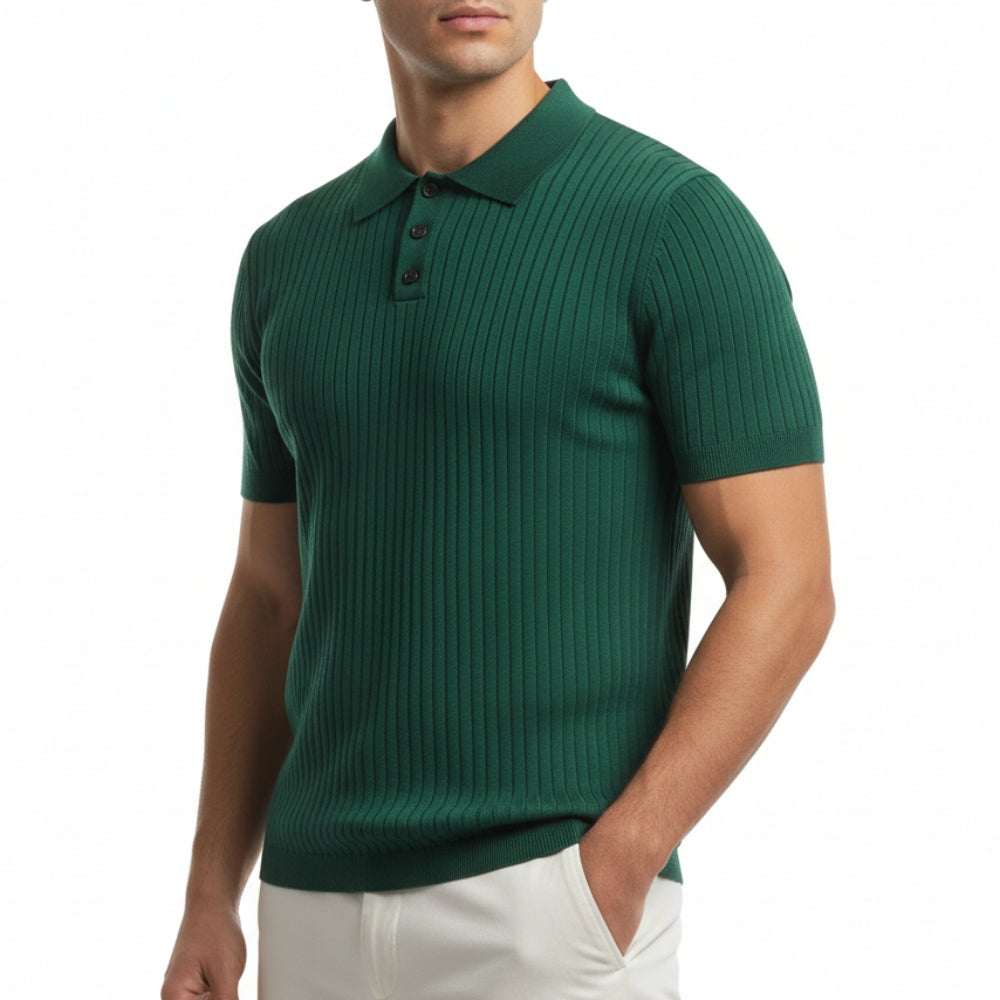 Lucas | Men's Ribbed Knit Short Sleeve Polo