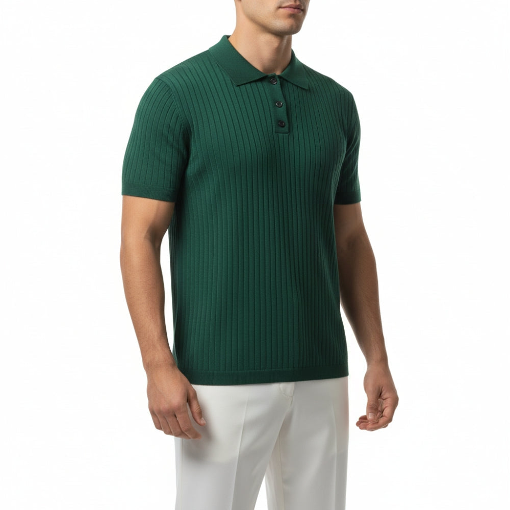 Lucas | Men's Ribbed Knit Short Sleeve Polo