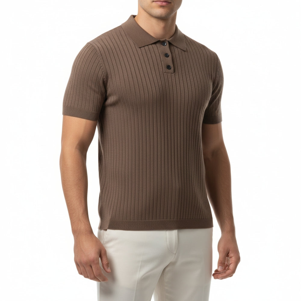 Lucas | Men's Ribbed Knit Short Sleeve Polo