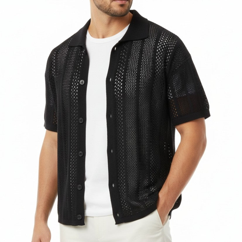 Noah | Men's Hollow Out Breathable Knit Polo