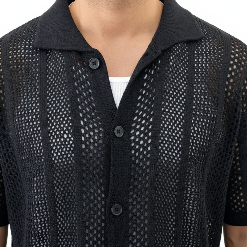Noah | Men's Hollow Out Breathable Knit Polo