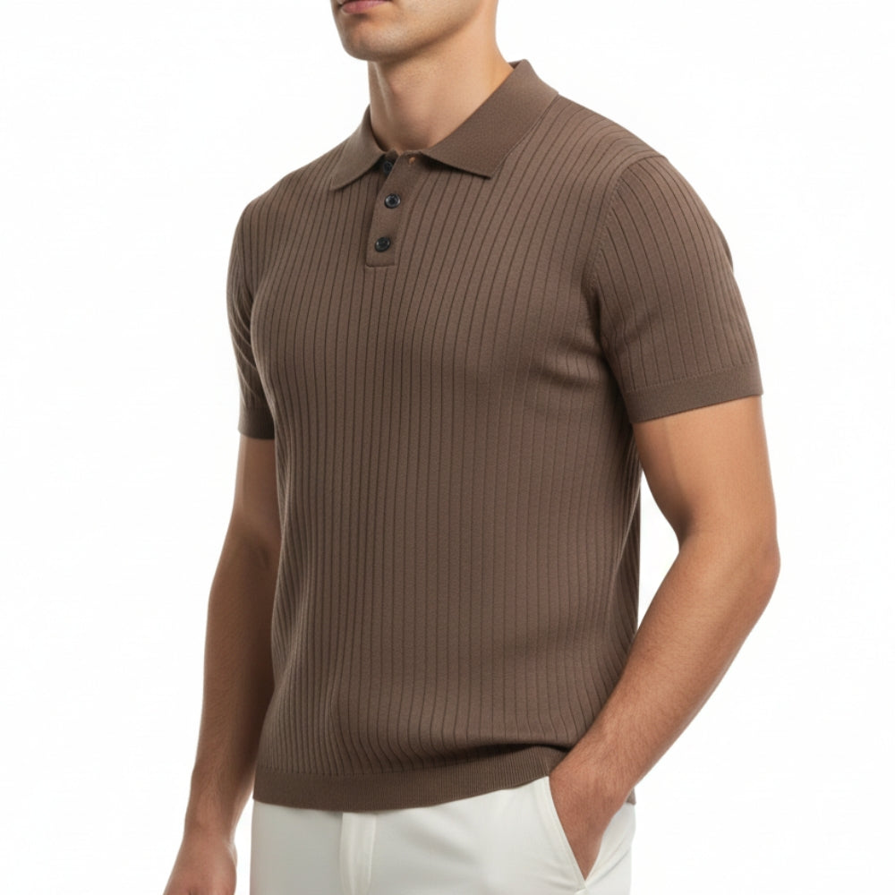 Lucas | Men's Ribbed Knit Short Sleeve Polo