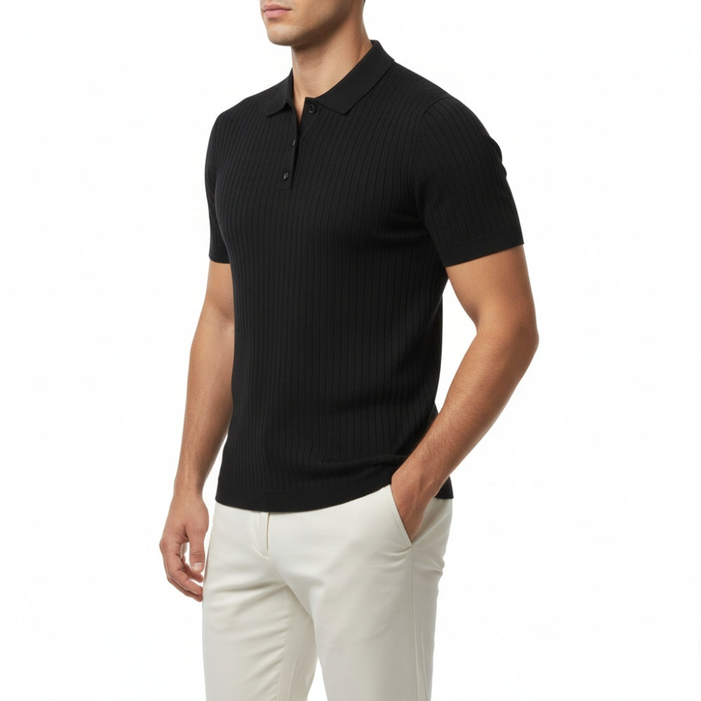 Lucas | Men's Ribbed Knit Short Sleeve Polo