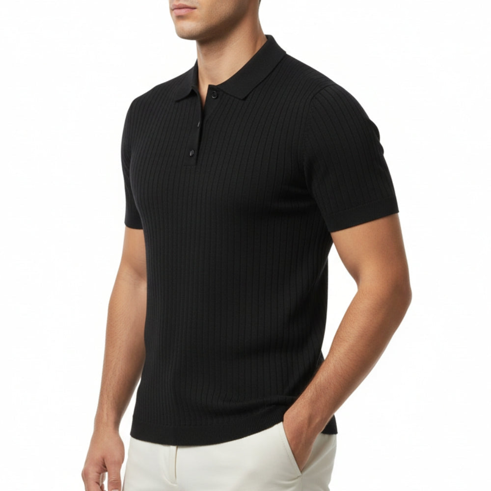 Lucas | Men's Ribbed Knit Short Sleeve Polo