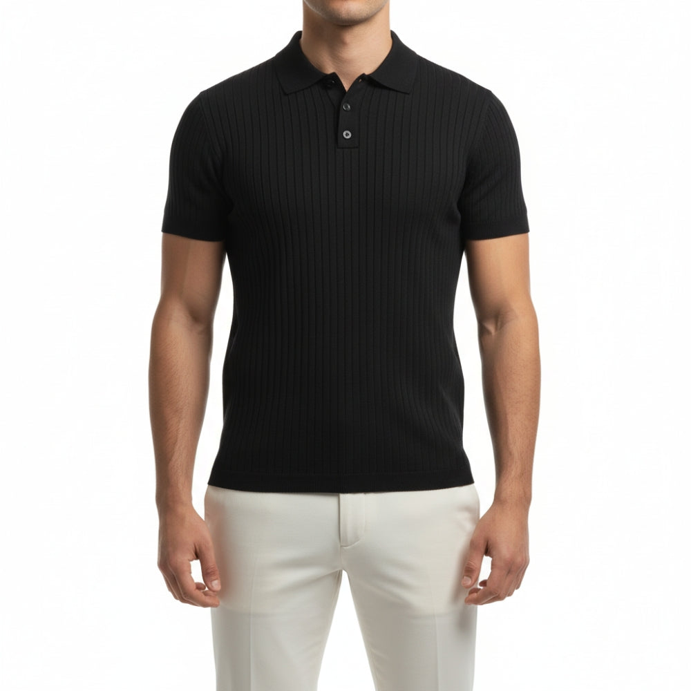 Lucas | Men's Ribbed Knit Short Sleeve Polo