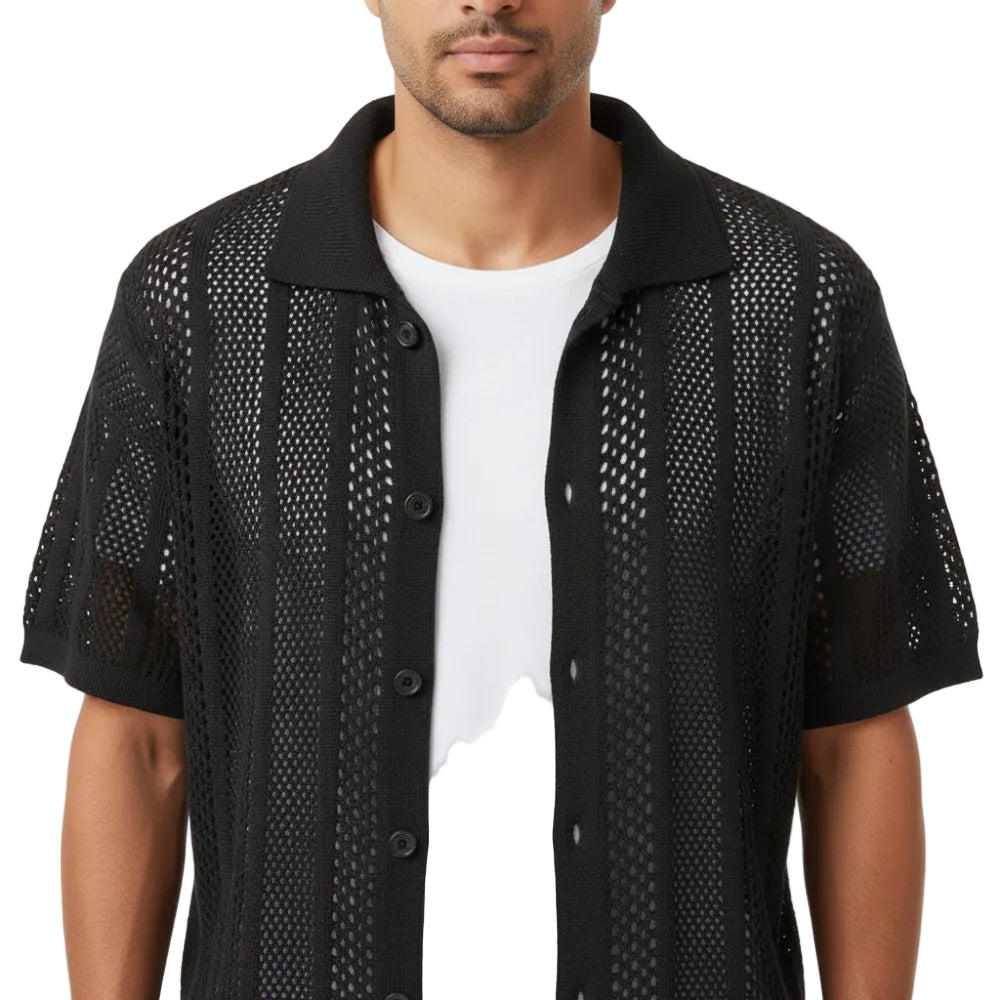 Noah | Men's Hollow Out Breathable Knit Polo