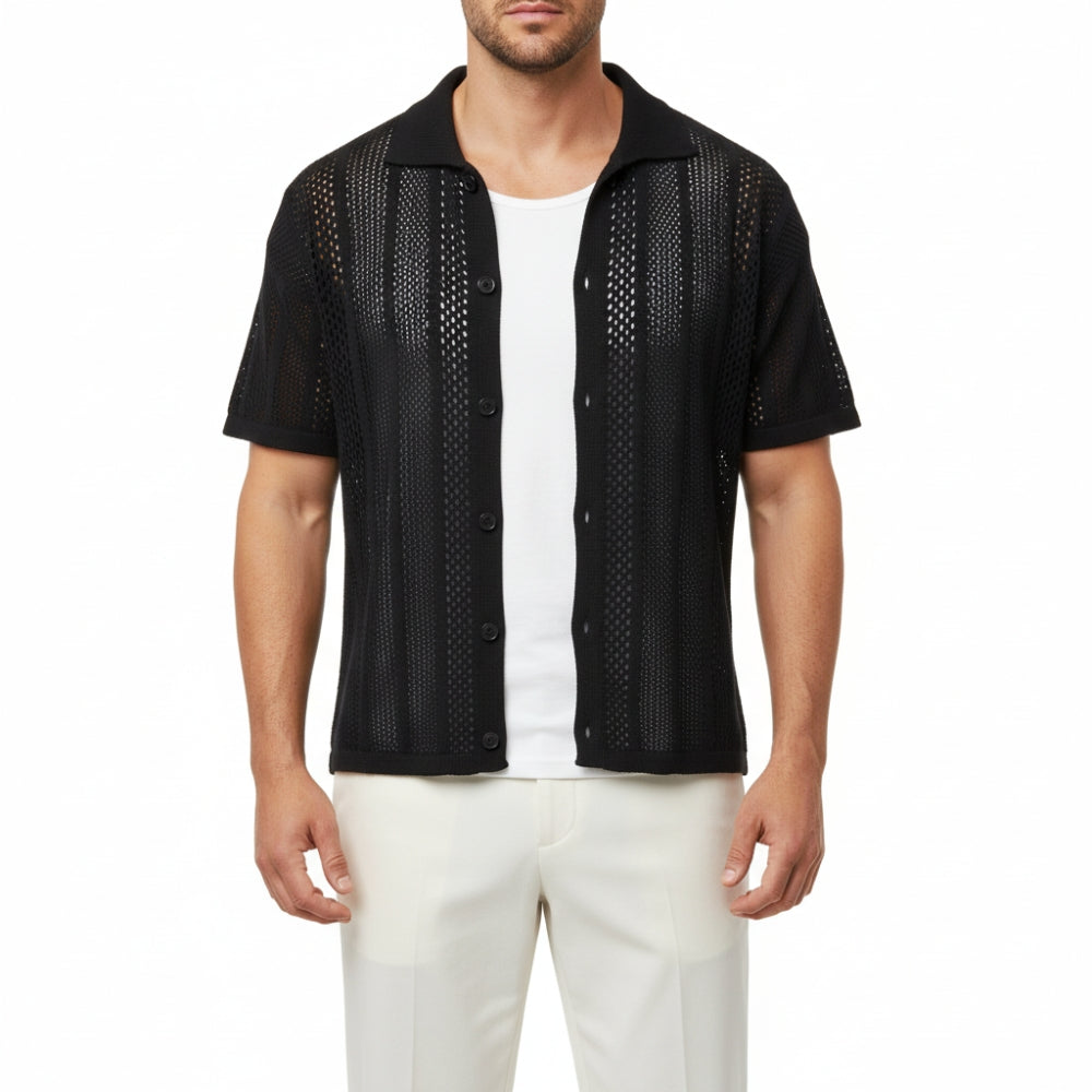 Noah | Men's Hollow Out Breathable Knit Polo