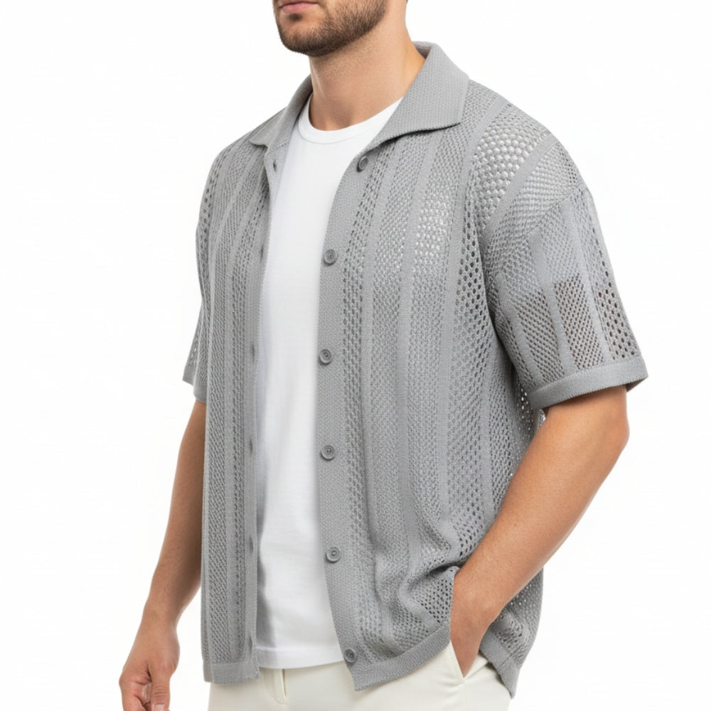 Noah | Men's Hollow Out Breathable Knit Polo