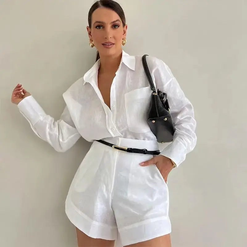 Amelia linen shorts set - lifestyle