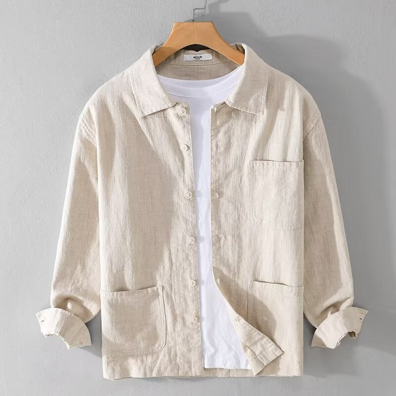 Asher linen button up shirt - Apricot