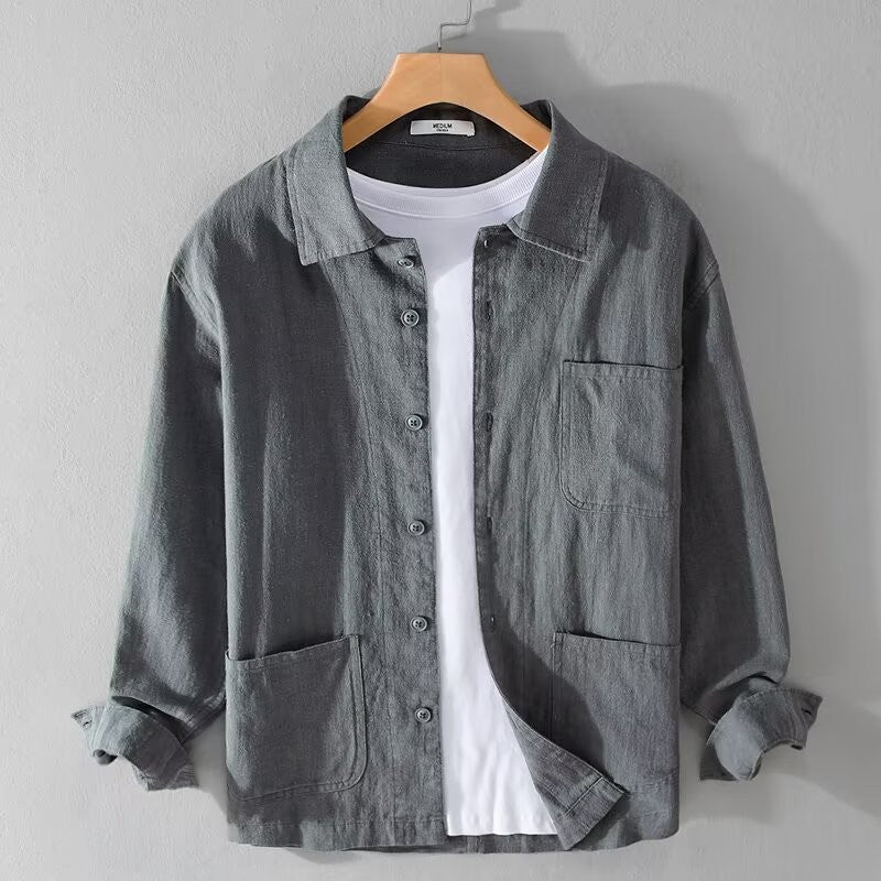 Asher linen button up shirt - Gray