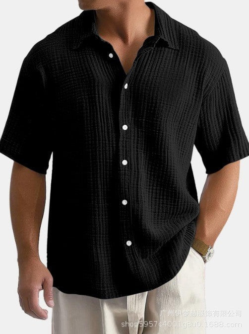 August short sleeve cotton shirt - Black