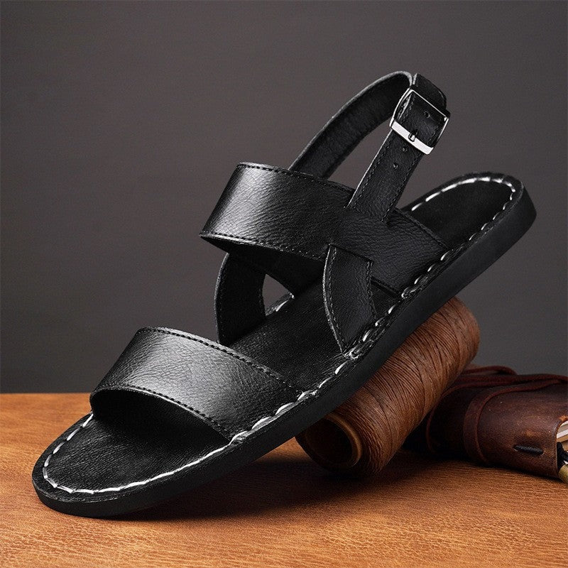 August leather fisherman sandals - Black