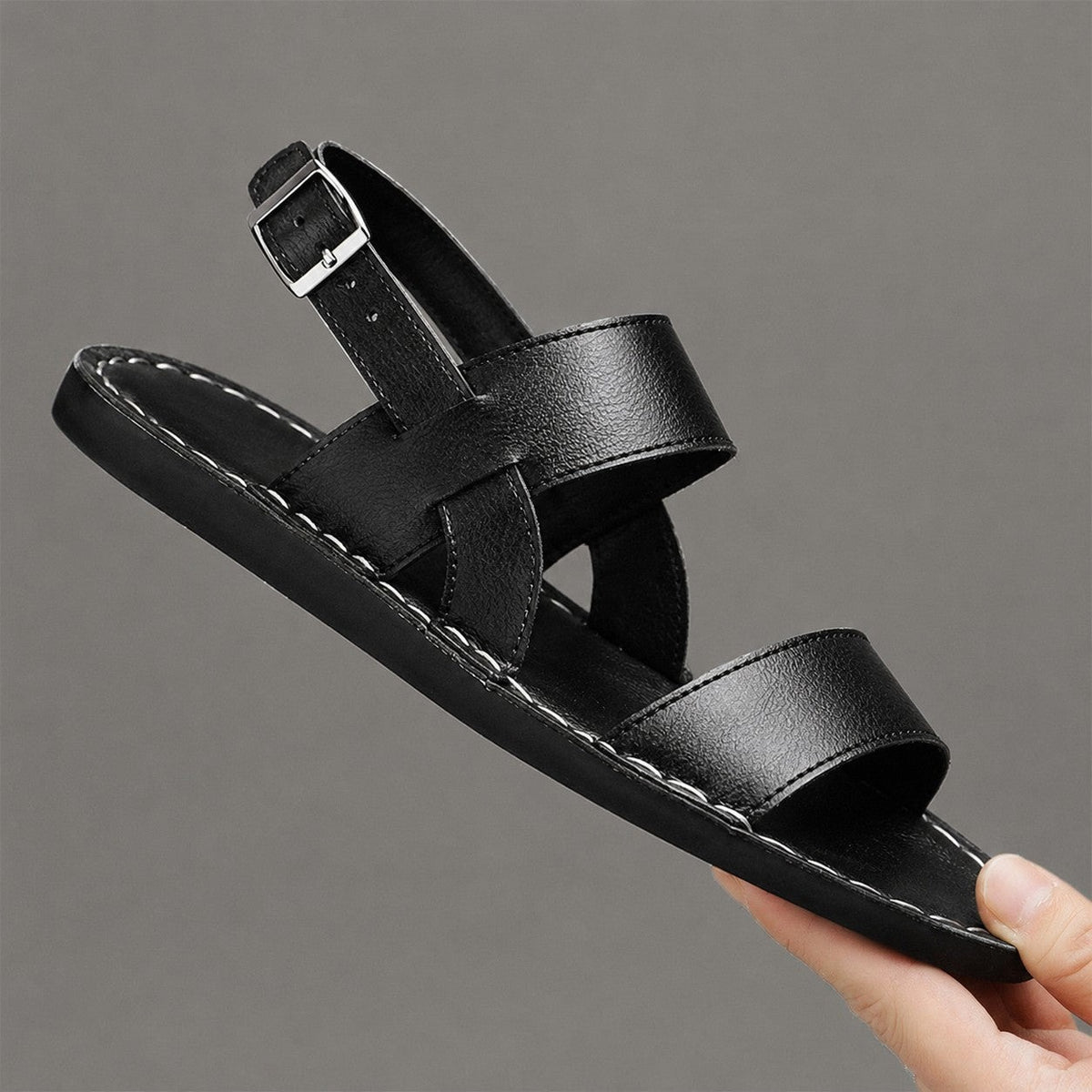 August leather fisherman sandals - Black