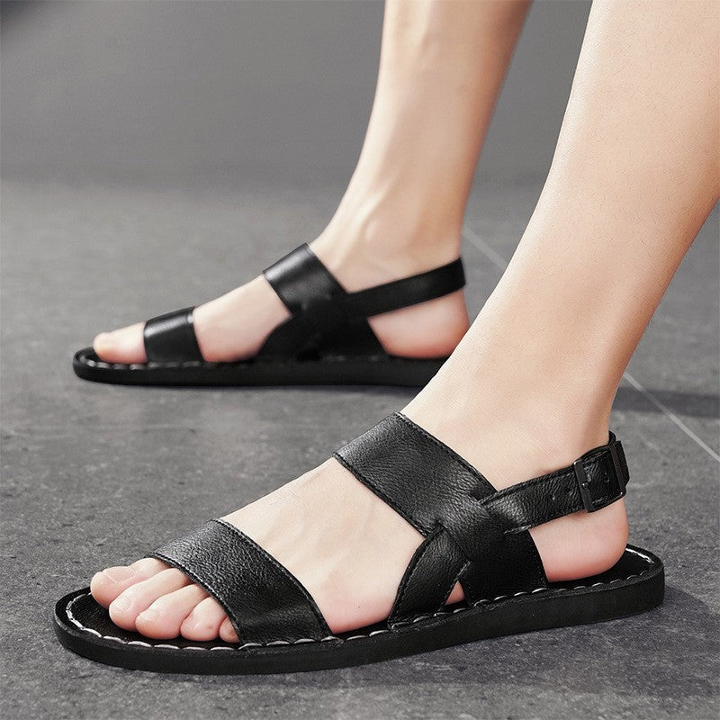 August leather fisherman sandals - Black