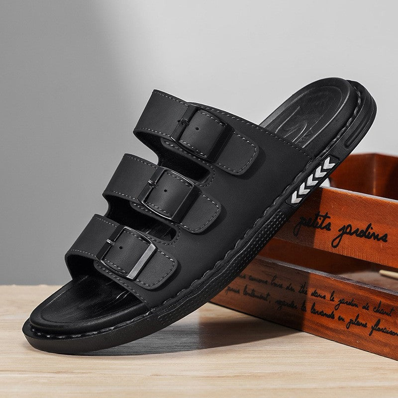 Ben leather buckle sandals - Black