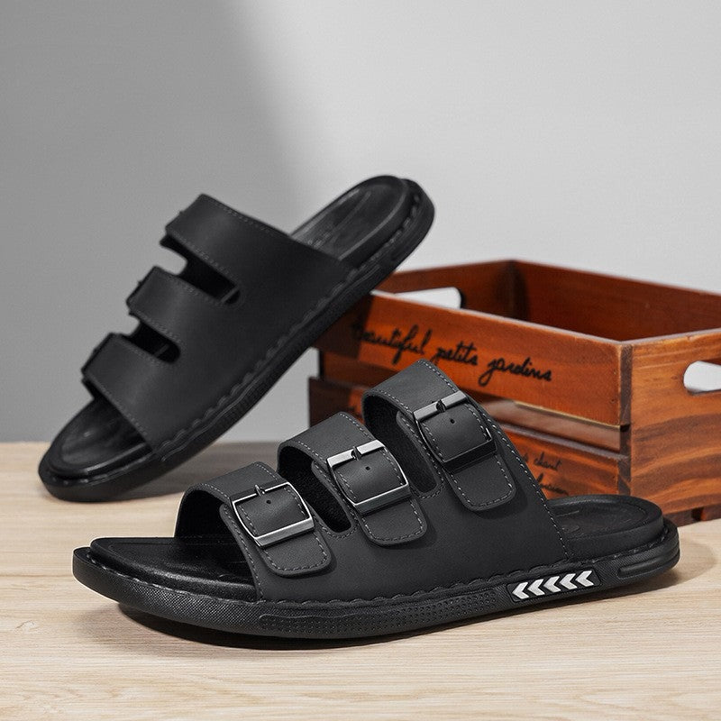 Ben leather buckle sandals - Black detail