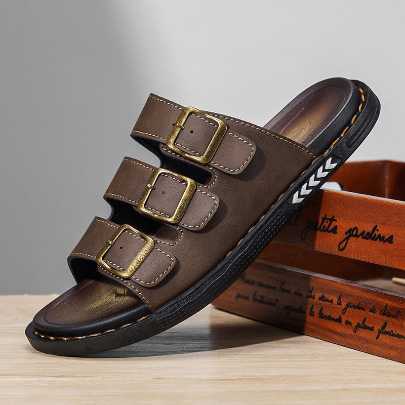 Ben leather buckle sandals - Brown