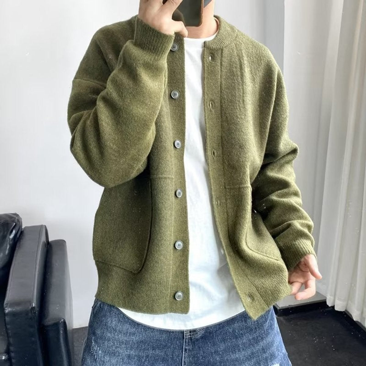green-cardigan