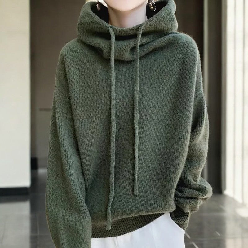 green-cowl neck sweater