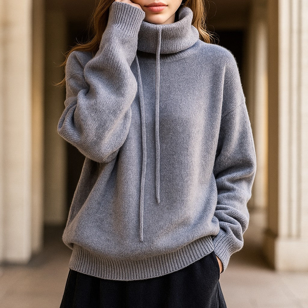 light blue-cowl neck sweater