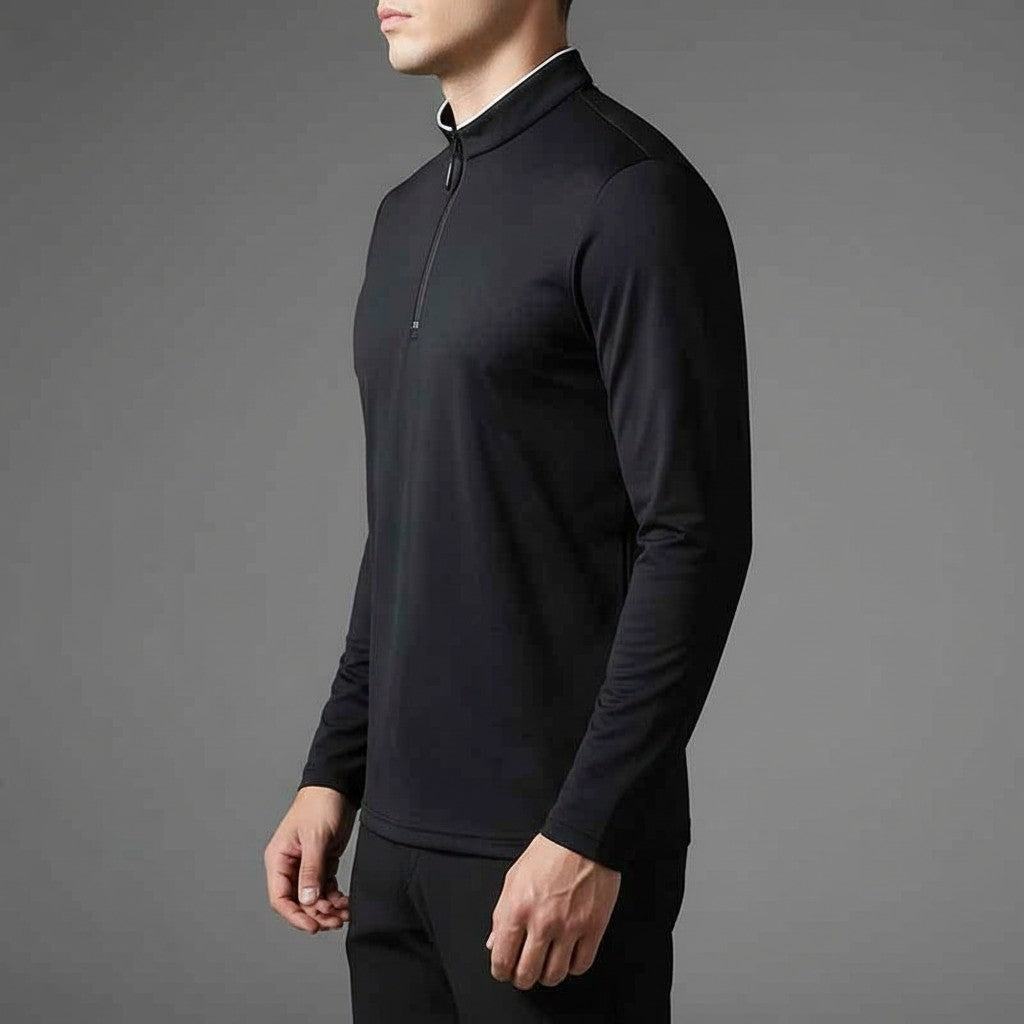 black-quarter zip pullover