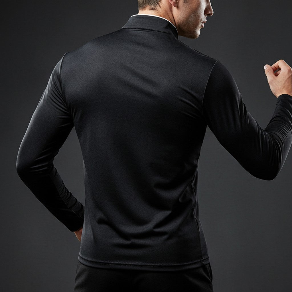 black-quarter zip pullover