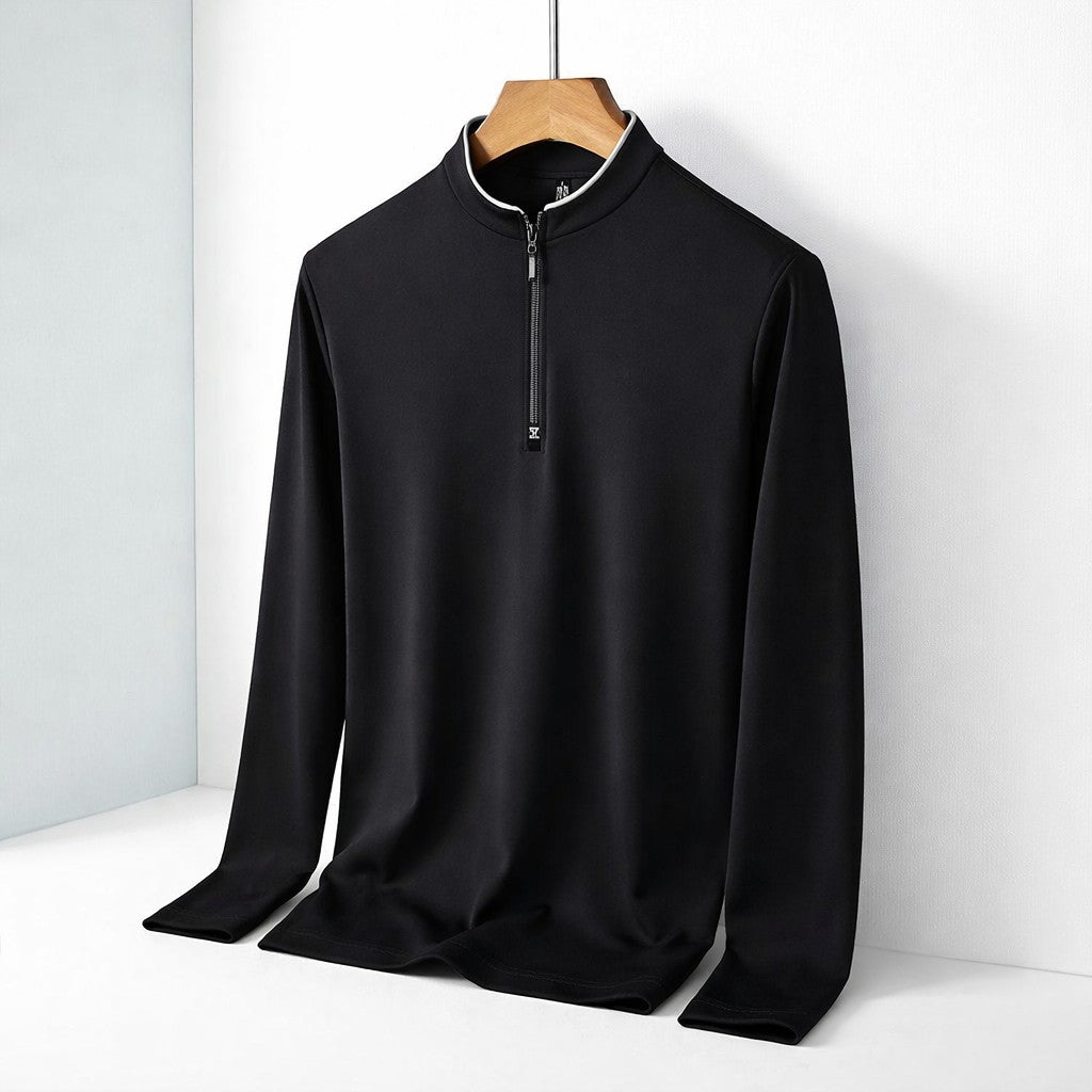 black-quarter zip pullover