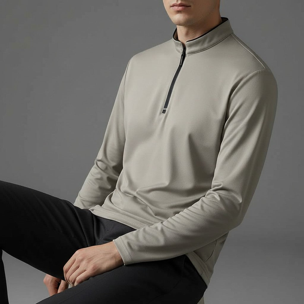 khaki-quarter zip pullover