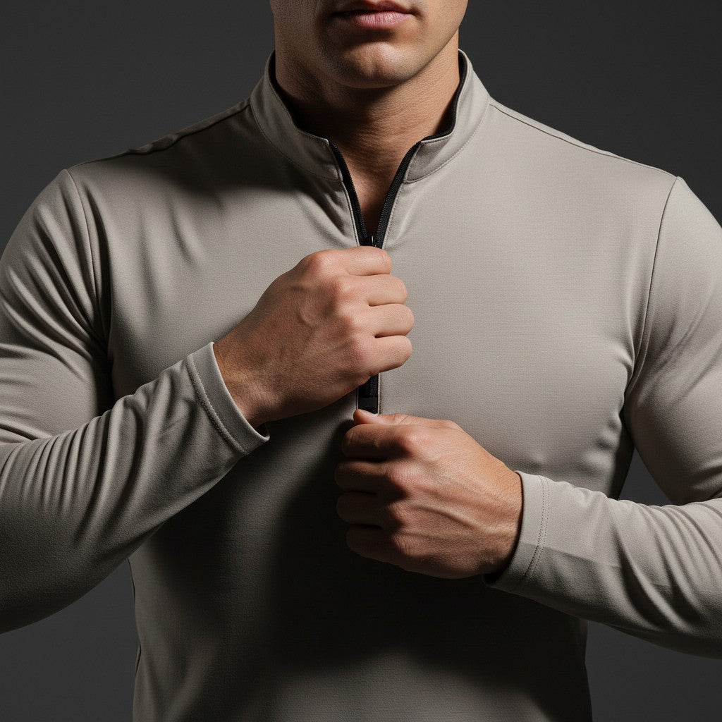 khaki-quarter zip pullover