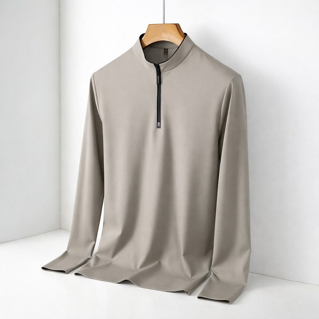 khaki-quarter zip pullover