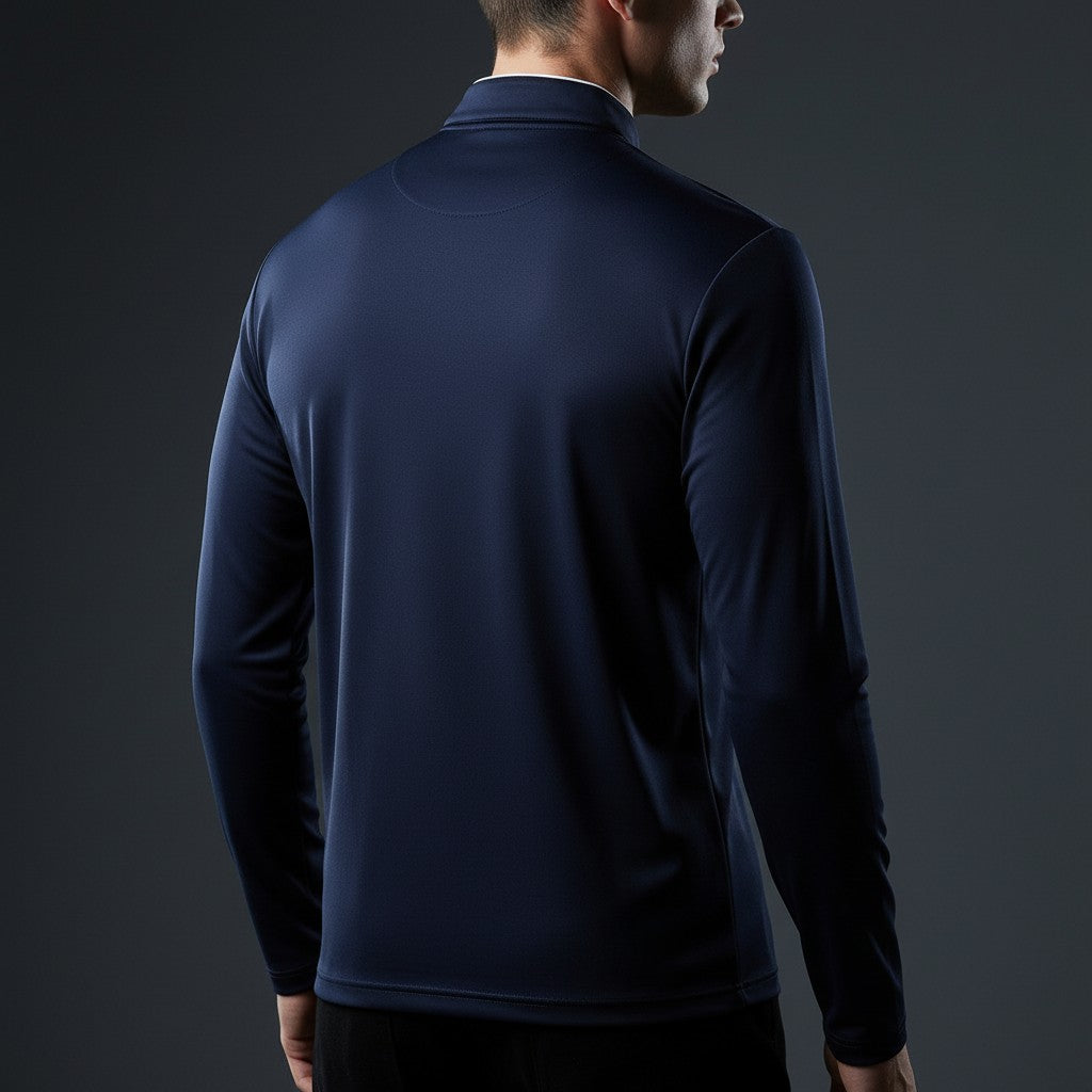 navy-quarter zip pullover