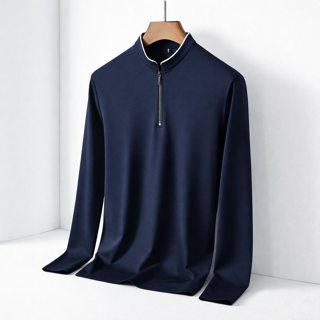 navy-quarter zip pullover