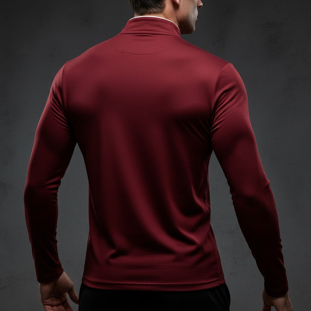 red-quarter zip pullover